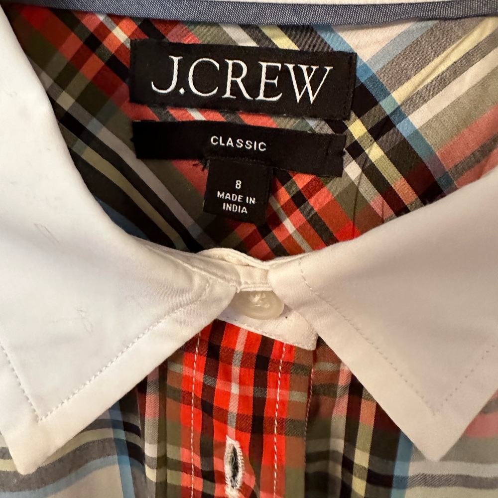 Women’s J Crew Holiday Plaid Button Down new without tags